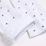 White Polka Dot  Rhinestone Jeans