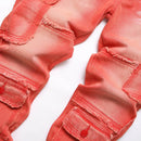 Red Slim Fit Pocket Jeans