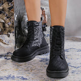 Floral Print Platform Ankle Boots