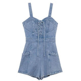 Retraction Wide Leg Romper Shorts