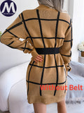 Plaid Knitted Slim Fit Dress