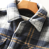 Winter Fleece Line Plaid Dress Shirt