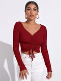 Red Drawstring Top