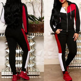 Red And White Stripe Sweat Suit