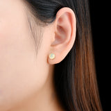 Natural Opal Real 14k Yellow Gold Stud Earring