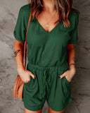 Casual Jogger Drawstring Romper Shorts