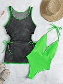 Halter Mesh Cover Up One Piece