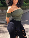 Plus Size Mid Waist Stretchy Ripped Jeans