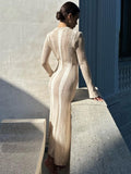 White Stripe Knitted Dress