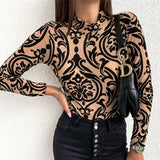 Floral Turtleneck Slim Fit Top