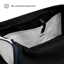 Navy Blue And White Duffle Bag