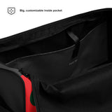 Red And Grey Duffle Bag