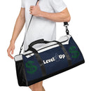 Navy Blue And White Duffle Bag