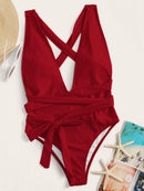 self tie plunging one piece - For you and all