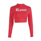 letter printed turtleneck crop top - For you and all
