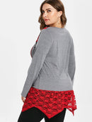 plus size buttoned floral lace top - For you and all