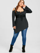 plus size cutout shoulder lace up top - For you and all