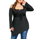 plus size cutout shoulder lace up top - For you and all