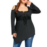 plus size cutout shoulder lace up top - For you and all
