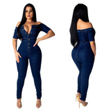 off shoulder jeans romper - For you and all