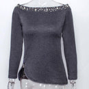 off shoulder beading zipper top - For you and all