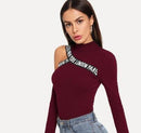 cut out shoulder letter tape top - For you and all