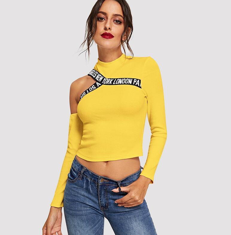 cut out shoulder letter tape top - For you and all