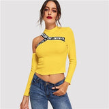 cut out shoulder letter tape top - For you and all