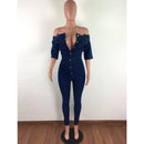 off shoulder jeans romper - For you and all