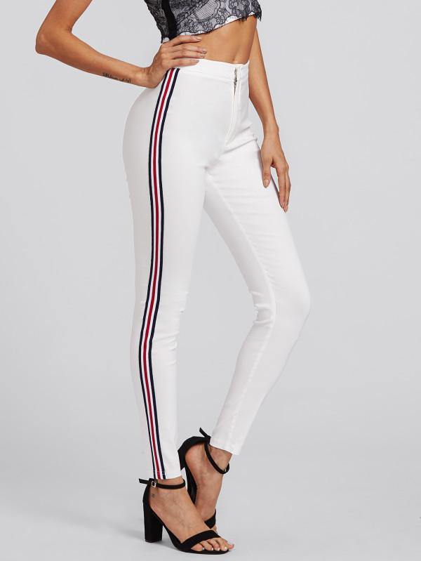 striped stretchy jeans - For you and all