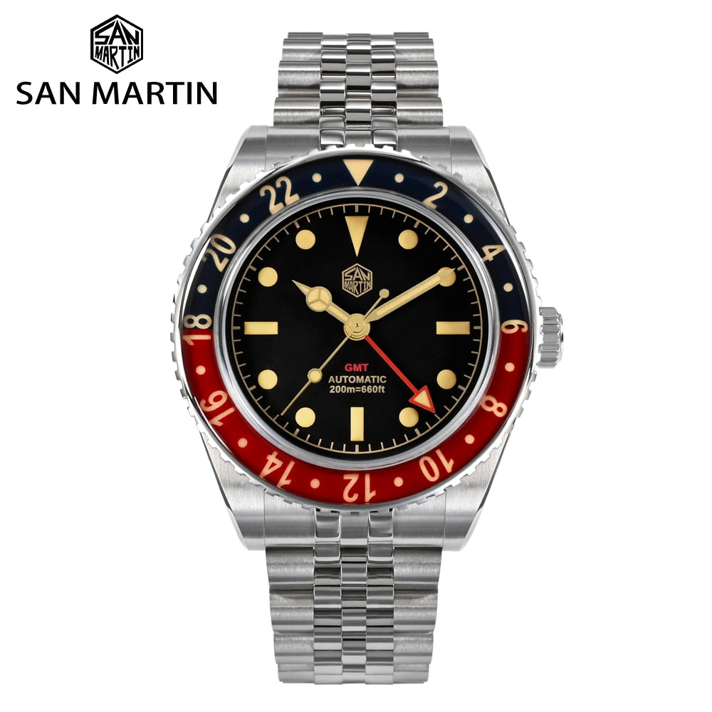 San Martin  40mm Vintage GMT Full Luminous Watch