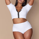 plus size short sleeve zipper bikini - For you and all