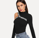 cut out shoulder letter tape top - For you and all