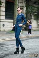 front zipper jeans romper - For you and all