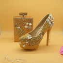 Golden crystal High heel with matching bag - For you and all