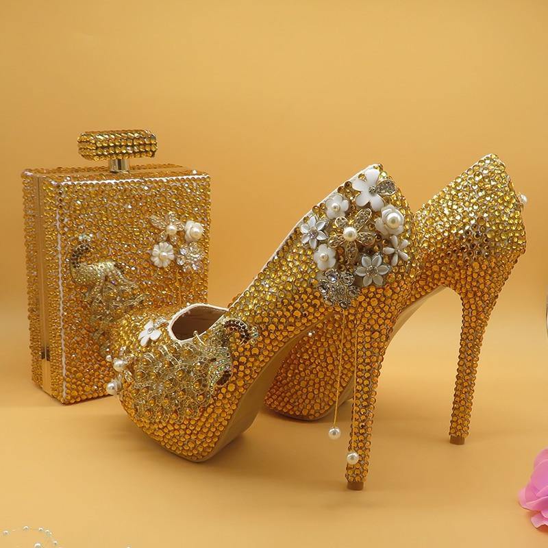 Golden crystal High heel with matching bag - For you and all