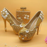 Goldener Kristall High Heel mit passender Tasche - Für dich und alle
