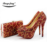 Red crystal  High heels with matching bag - For you and all