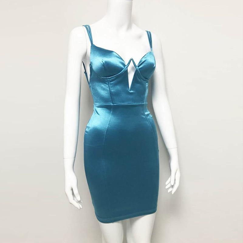 satin padded double straps dress - For you and all