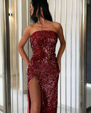 strapless shiny slit dress - For you and all