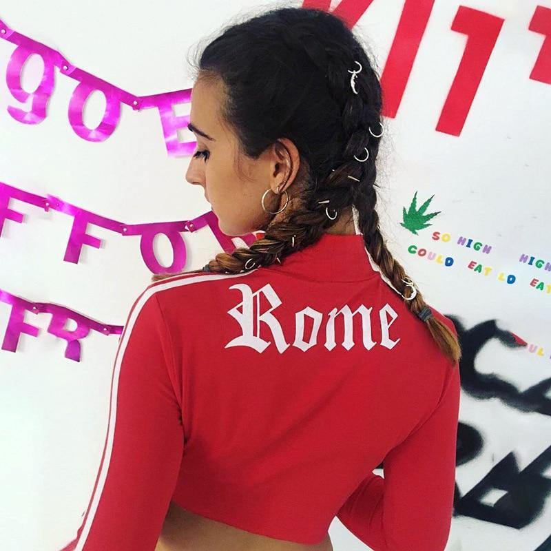 letter printed turtleneck crop top - For you and all