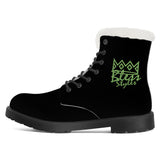 Black Fur Leather Boot