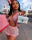 mesh pink 2 piece shorts set - For you and all