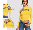 cut out shoulder letter tape top - For you and all