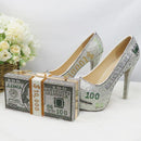 Dollar money high heels with matching bag - For you and all