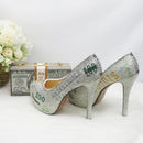 Dollar money high heels with matching bag - For you and all