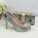Dollar money high heels with matching bag - For you and all