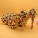 Champagne Coffee crystal high heels with matching bag - For you and all