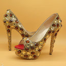 Champagne Coffee crystal high heels with matching bag - For you and all