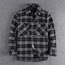 European Thick long  Plaid Dress Shirt
